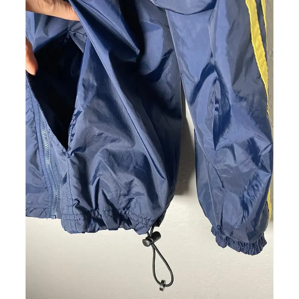 Adidas Men's Blue Windbreaker Jacket Gold Notre Dame Letters/Stripes‎ ND Patch